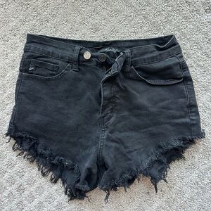 black jean shorts